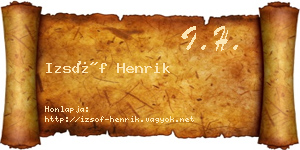 Izsóf Henrik névjegykártya